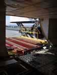 Forward cargo hold on a B777.