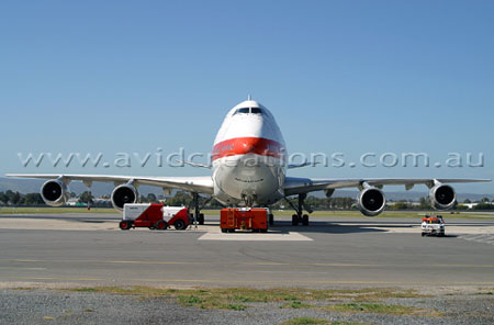 Martinair 747-200F after delivering a special cargo of white rhinoceros.