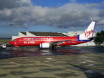 VH-VOA departing Sydney.